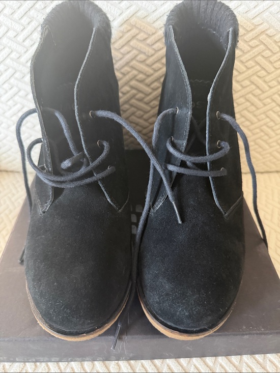Lacoste Shoes - Lacoste Black Suede Lace-Up Heeled Boots
